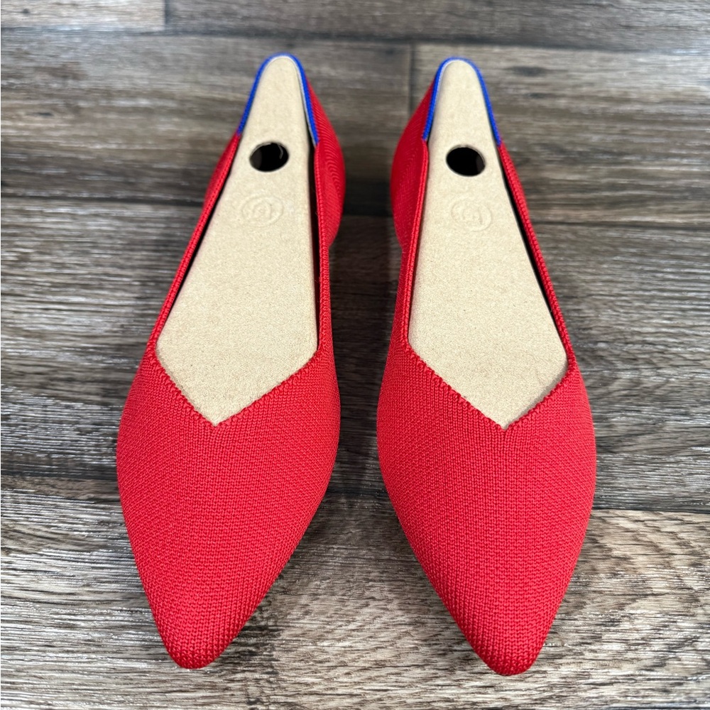 LAST PAIR!! Rothy's Pointy Toe Flat BRIGHT RED NEW SZ 8 - Picture 3 of 13